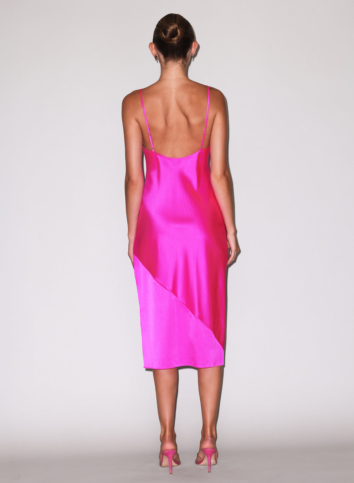 Silk V Slip Dress-wild pink