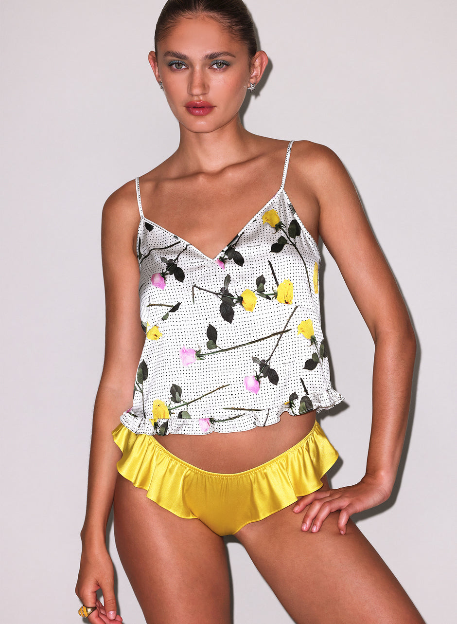 Yellow tossed roses - Ruffle Cami | Fleur du Mal