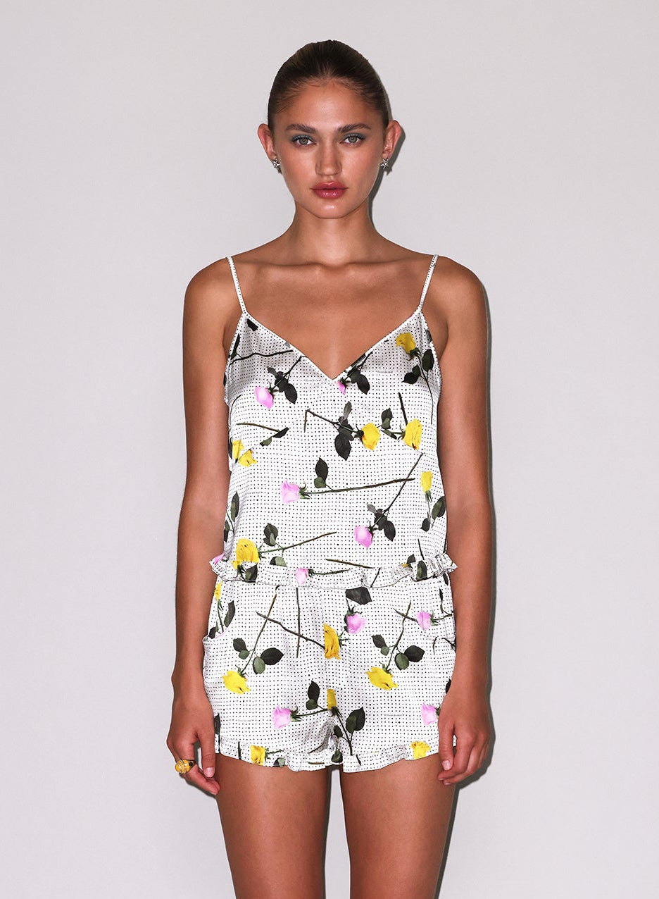 Body - ruffle-cami-yellow-tossed-roses-fleur du mal-flat
