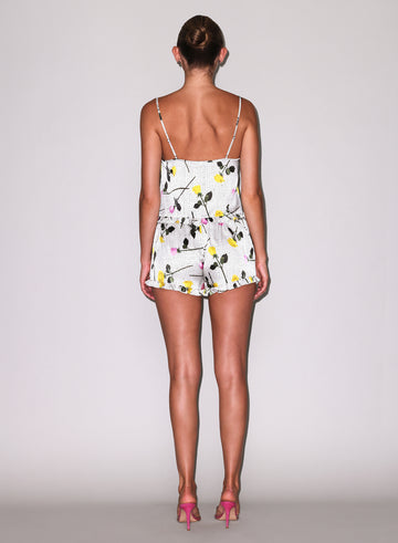 Ruffle Short- Yellow Tossed Roses- Fleur du mal flat