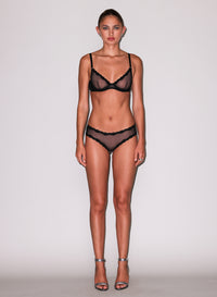 Sheer Tulle Bikini-black-fleur du mal