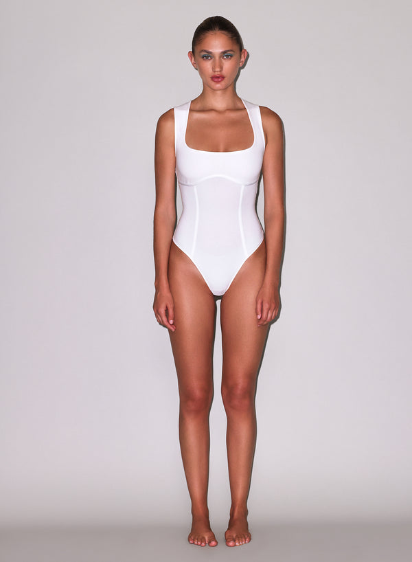 Ivory - Organic Cotton Scoop Neck Bodysuit | Fleur du Mal
