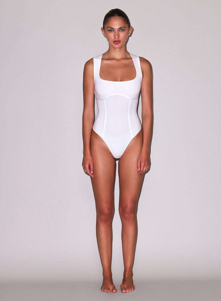 Ivory - Organic Cotton Scoop Neck Bodysuit | Fleur du Mal