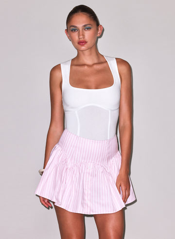 Bubblegum stripe - Poplin Garter Skort | Fleur du Mal