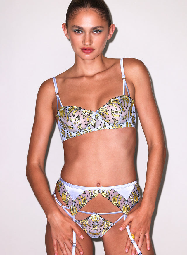 Banana Embroidery Balconette Bra- Ice queen blue- Fleur du Mal