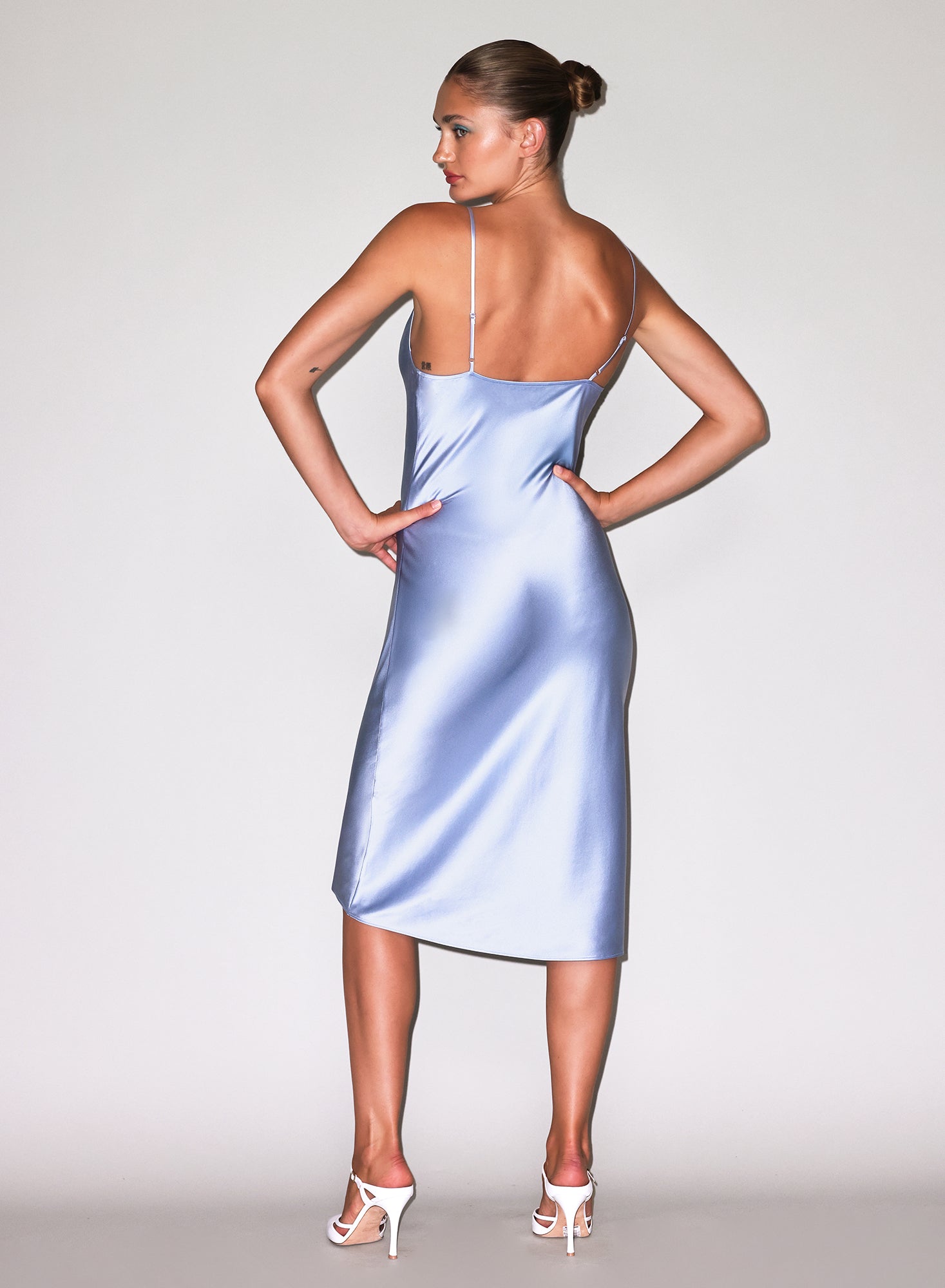 Cowl Neck Slip Dress- light blue- Fleur du Mal