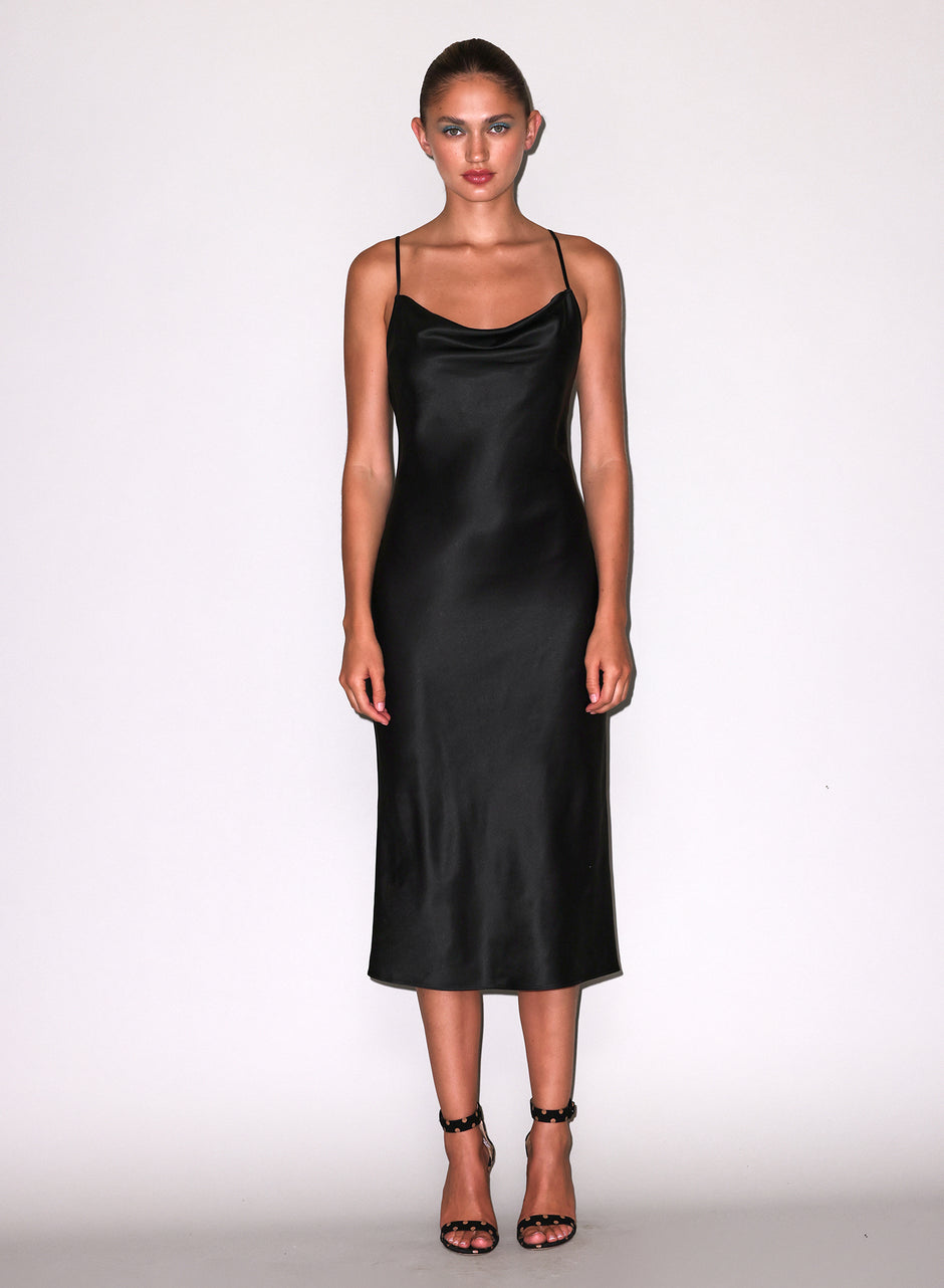 Black Cowl Neck Slip Dress