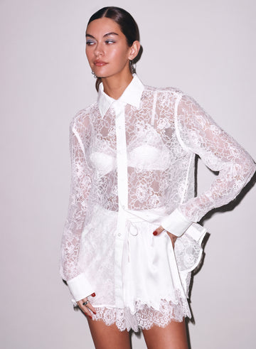 Ivory - Juliet Lace Button Down | Fleur du Mal