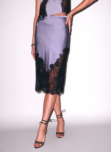 Lavender smoke - Juliet Lace Silk Skirt | Fleur du Mal