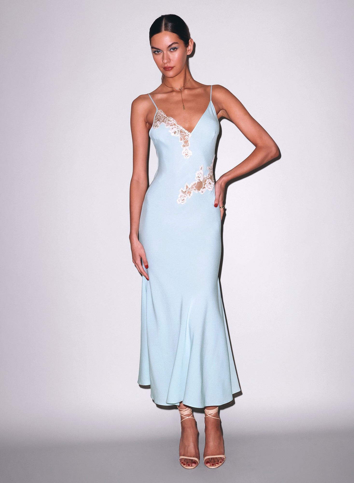 Juliet Lace Maxi Dress- Frosted Mint- Fleur du Mal- Flat