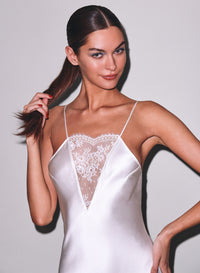 Frankie Lace Slip Dress- ivory-flat-fleur du mal