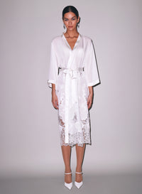 Mia Lace Long Robe- ivory- Fleur du Mal-flat