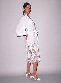 Mia Lace Long Robe- ivory- Fleur du Mal