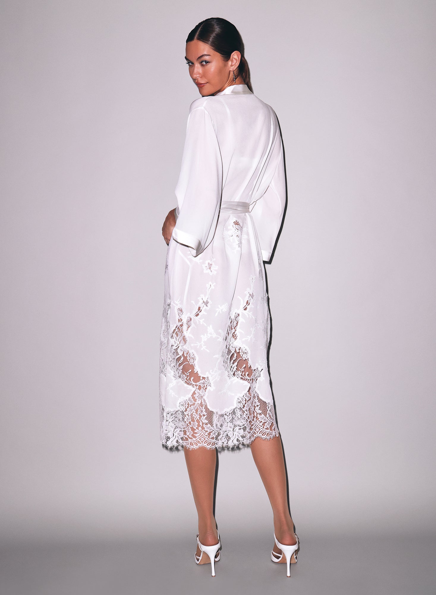 Mia Lace Long Robe- ivory- Fleur du Mal