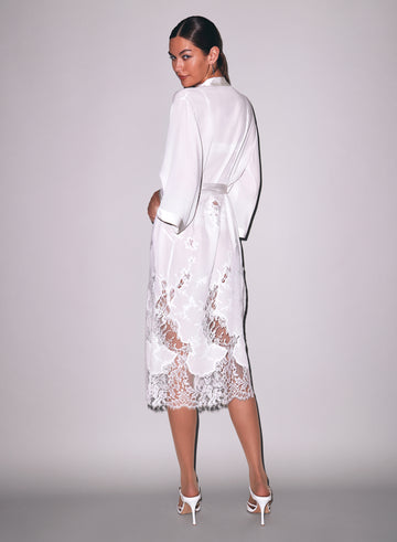 Ivory - Mia Lace Long Robe | Fleur du Mal