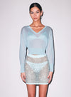 Sheer V-Neck & Spotlight Skirt