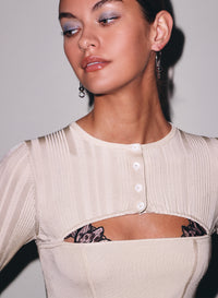 Rib Shrug Bodysuit in beige-fleur du mal