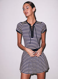 Ivy League Pleated Skirt- stripes-Fleur du Mal