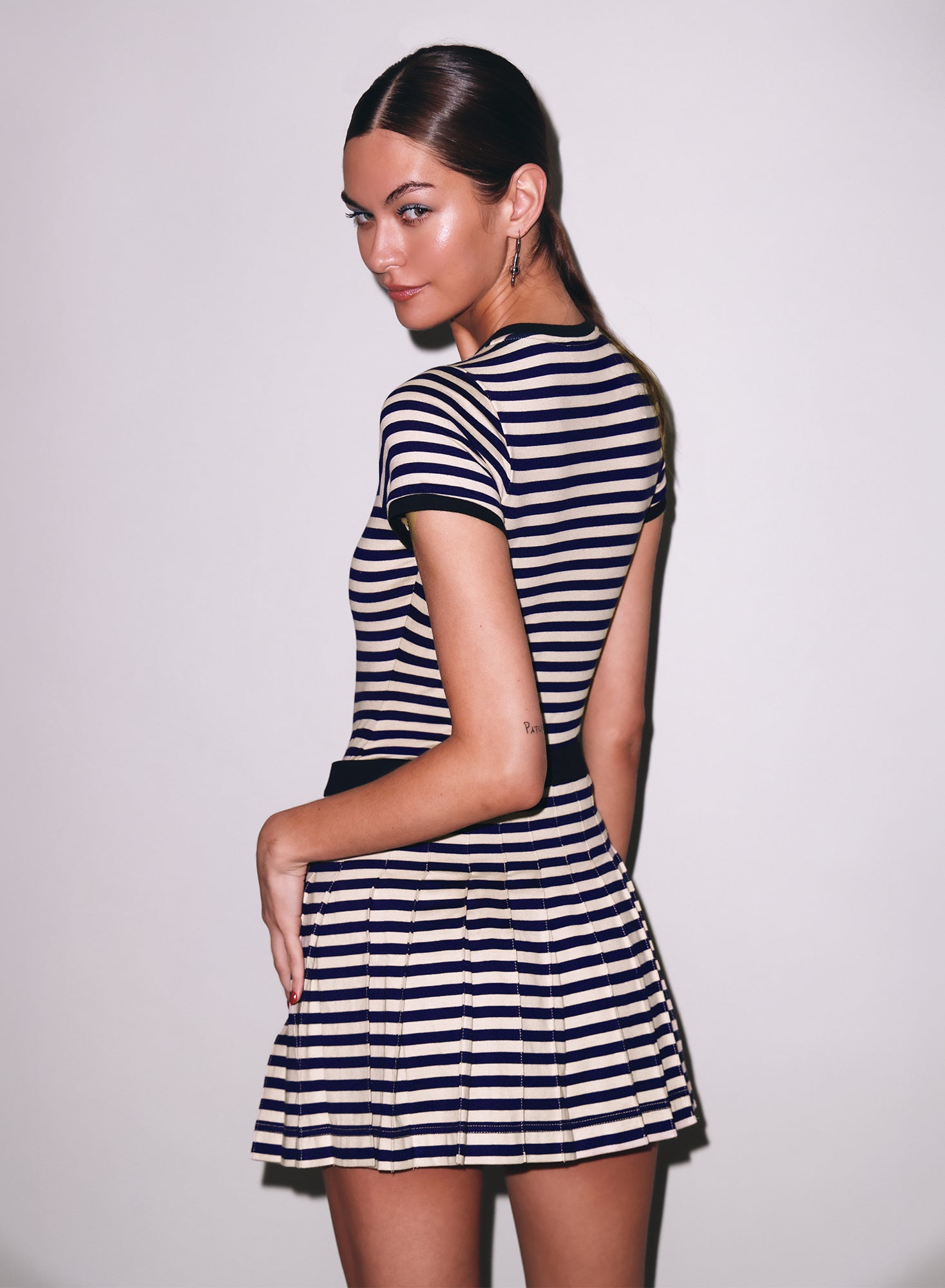 Ivy League Pleated Skirt- stripes-Fleur du Mal