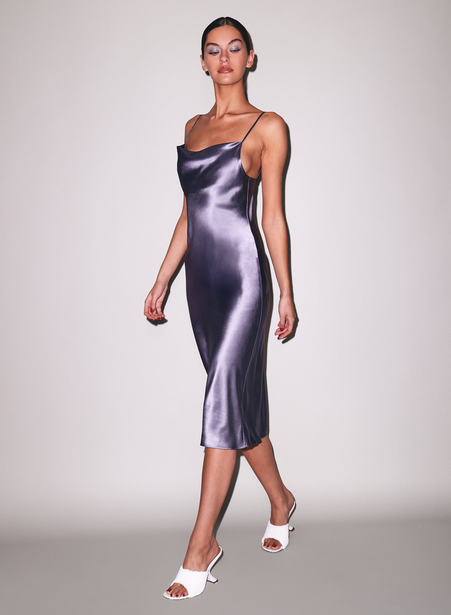 Fleur du Mal | Silk Cowl Slip Dress | Lavender Smoke