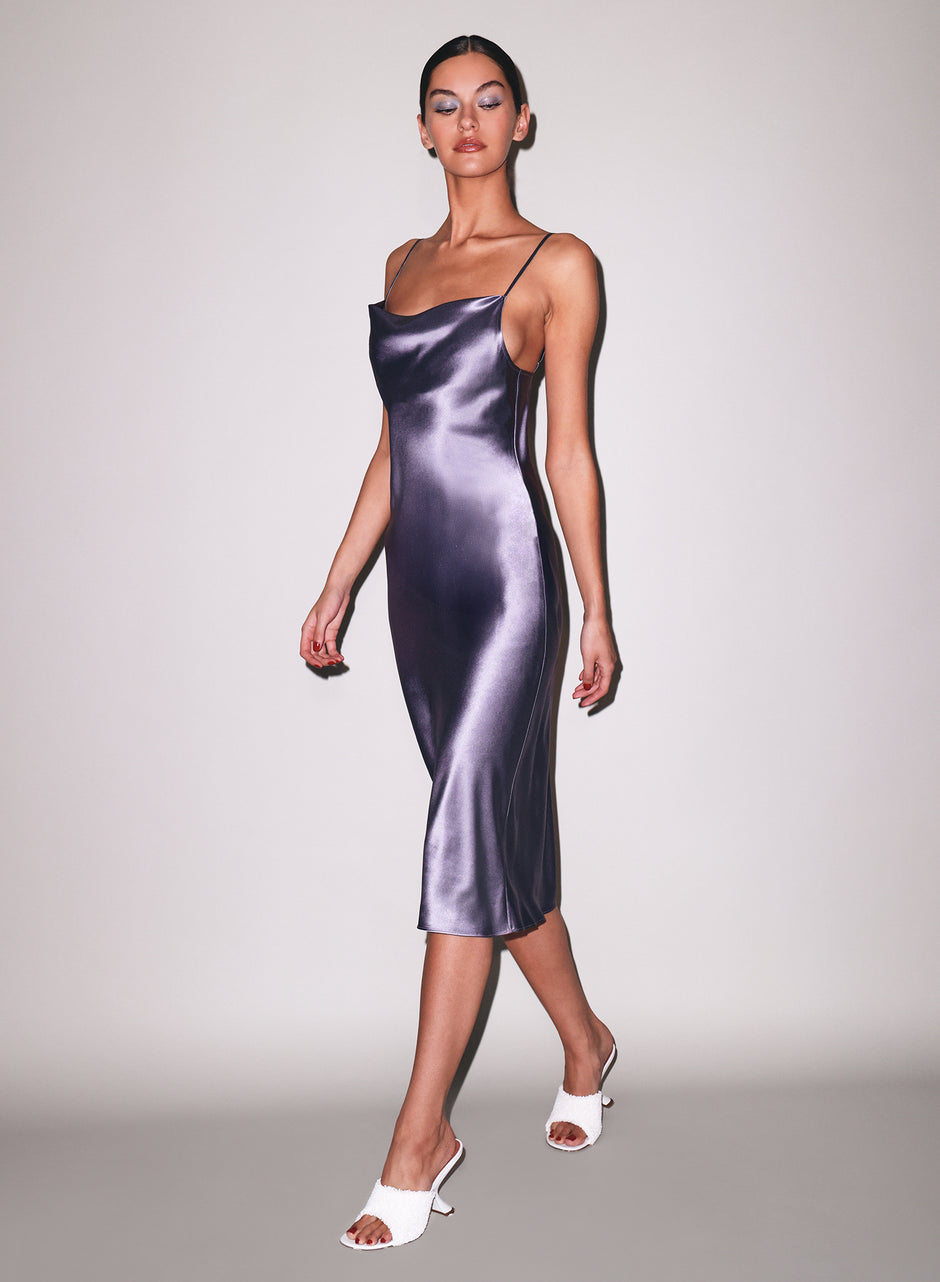 Lavender smoke - Silk Cowl Slip Dress | Fleur du Mal