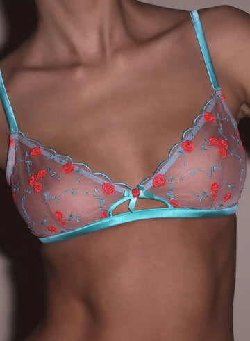 Bright jade - Rose & Vine Embroidery Bralette | Fleur du Mal