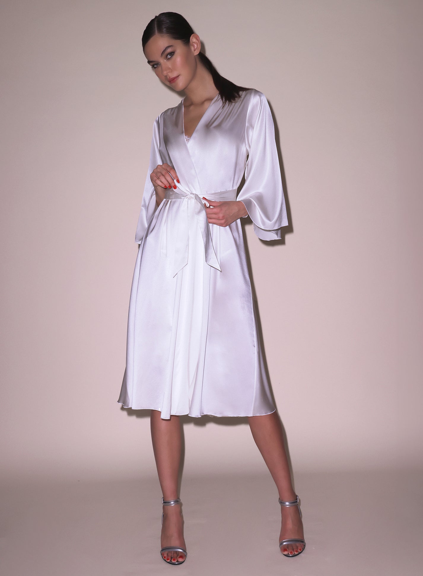Ivory Midi Angel Sleeve Robe | Fleur du Mal