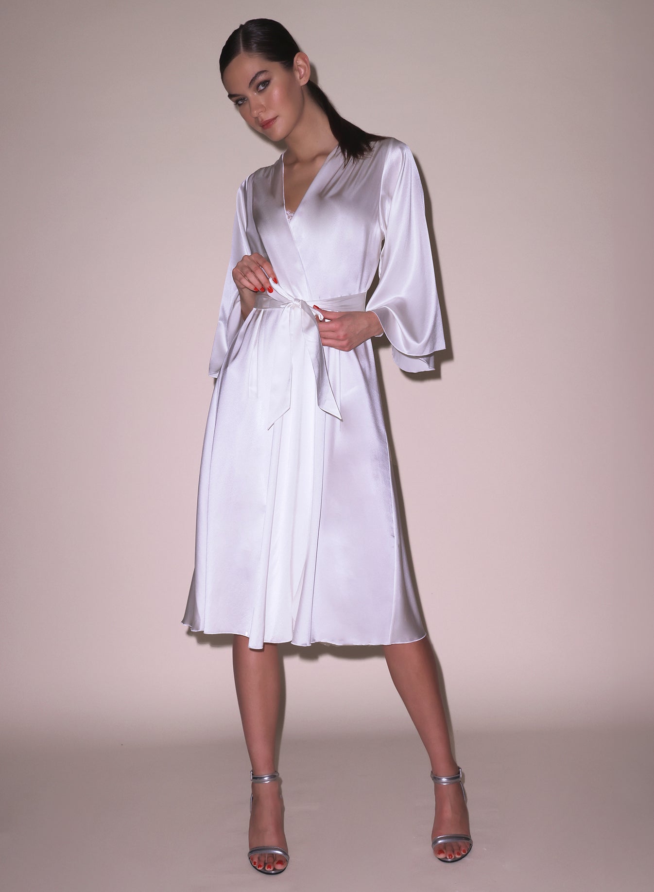 Ivory Midi Angel Sleeve Robe | Fleur du Mal
