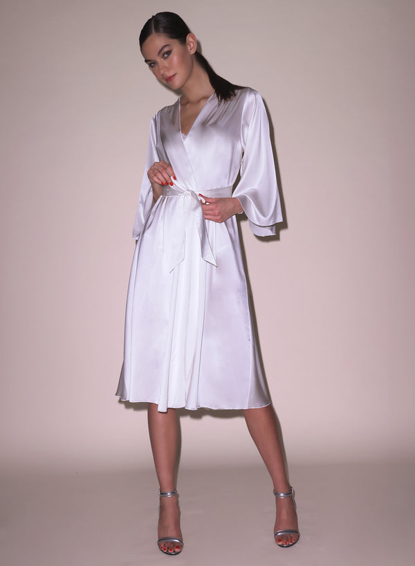 Ivory - Midi Angel Sleeve Robe | Fleur du Mal