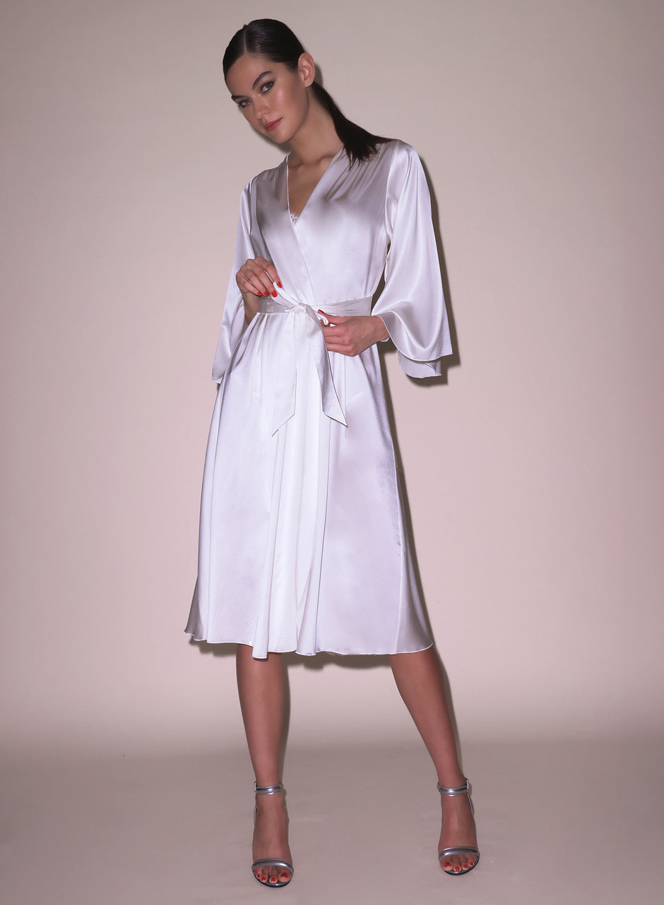 Ivory - Midi Angel Sleeve Robe | Fleur du Mal