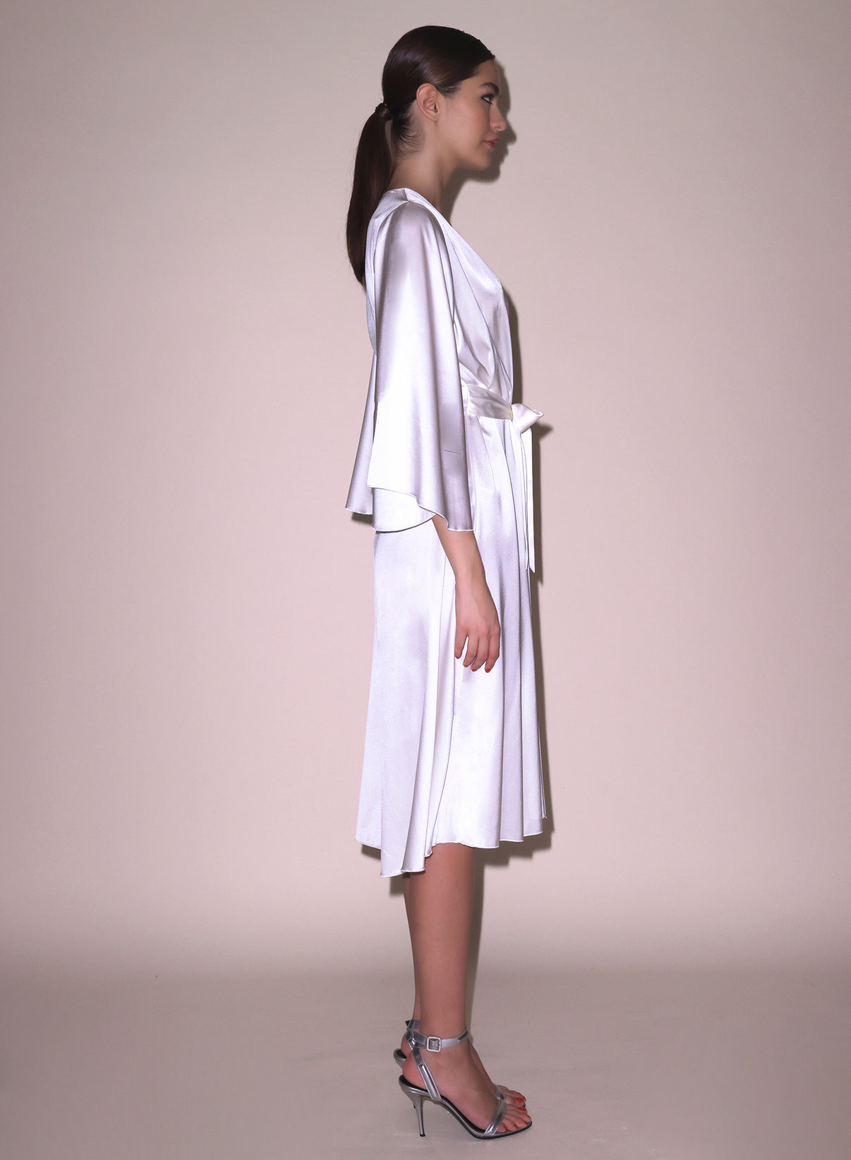 Ivory Midi Angel Sleeve Robe | Fleur du Mal