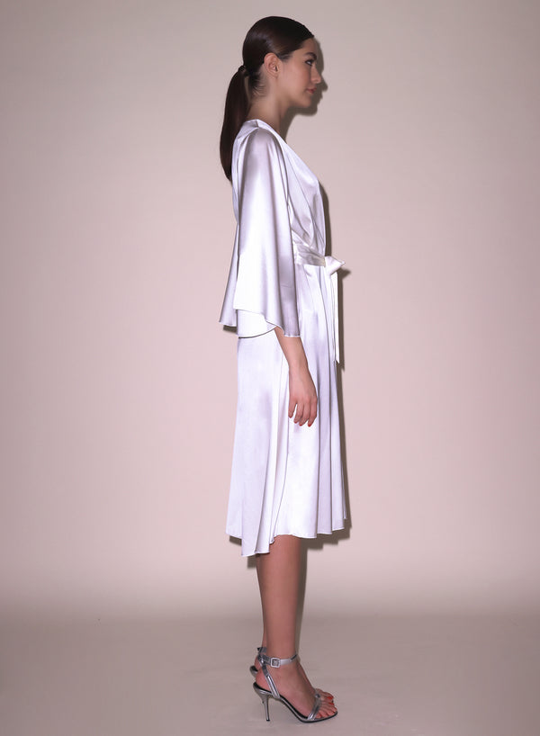 Ivory - Midi Angel Sleeve Robe | Fleur du Mal