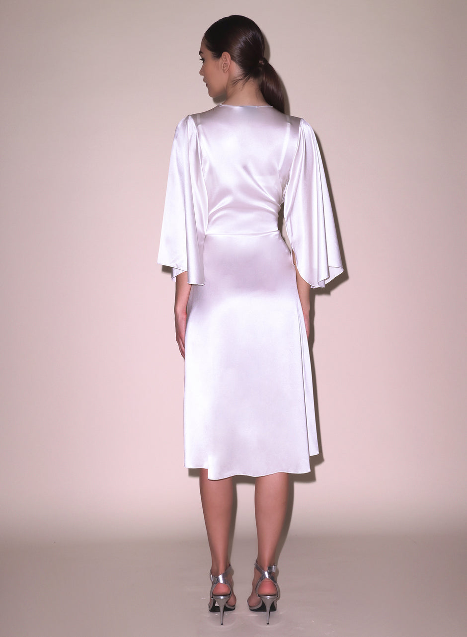 Ivory - Midi Angel Sleeve Robe | Fleur du Mal