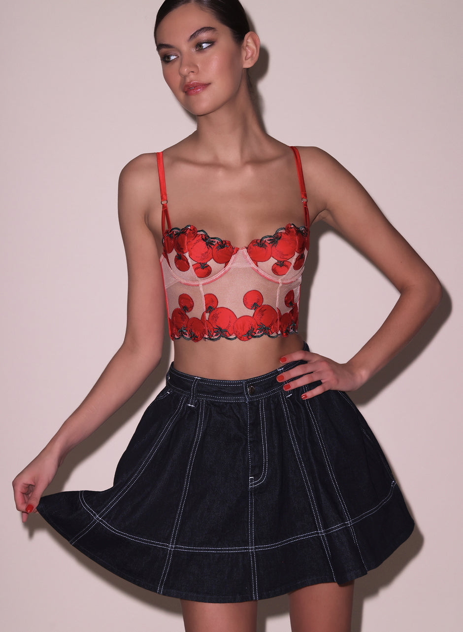 Sauce - Pomodoro Embroidery Bustier | Fleur du Mal