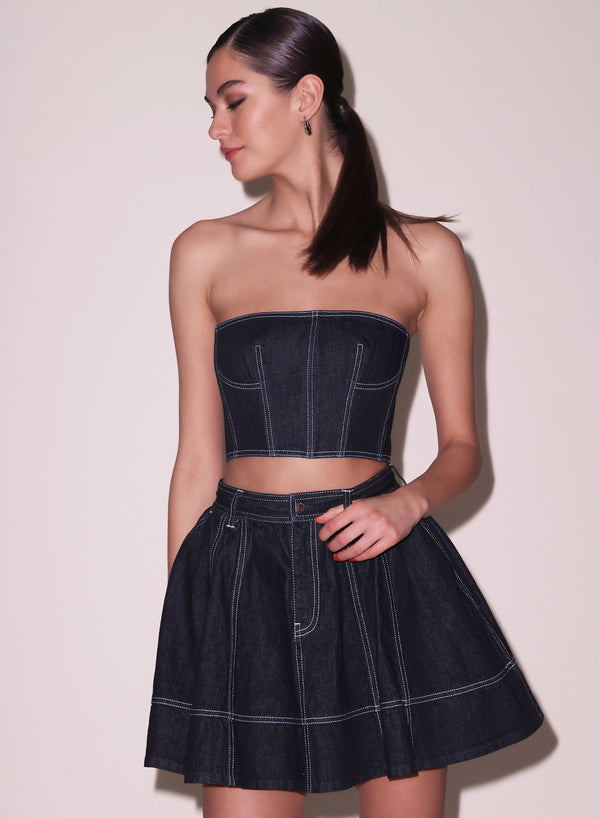 Dark wash denim - Denim Cropped Bustier | Fleur du Mal