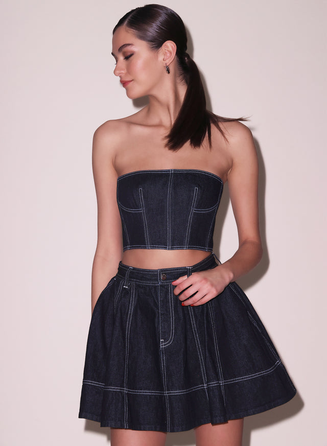 Denim Cropped Bustier