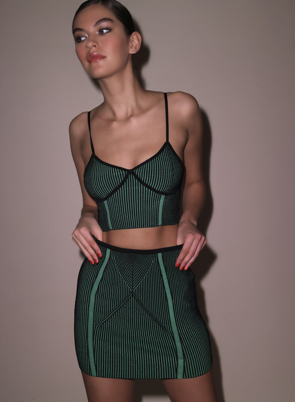 Green/black rib - Rib Knit Cropped Tank | Fleur du Mal