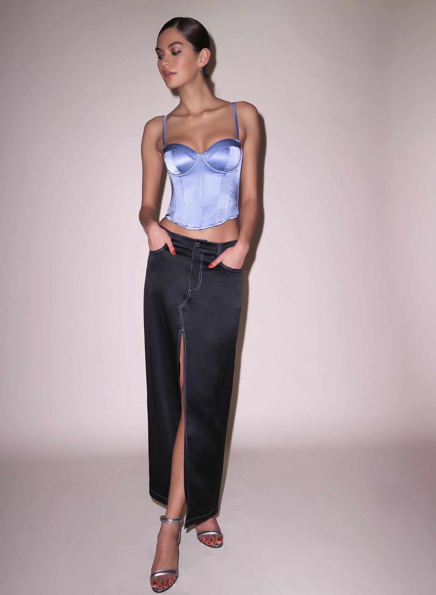 Silk Maxi Skirt-black