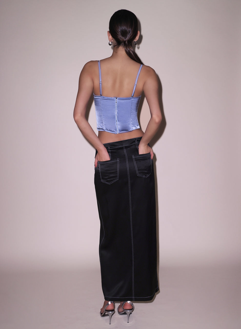 Black - Silk Maxi Skirt | Fleur du Mal