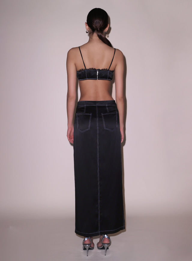 Black - Silk Maxi Skirt | Fleur du Mal