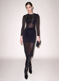Fleur du Mal Mesh Long Sleeve Midi Dress - Black Fleur du Mal Mesh Long Sleeve Midi Dress - Black