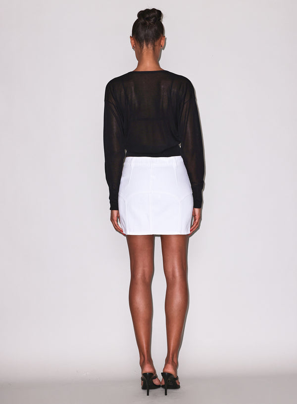 Black - Sheer Knit V-Neck Sweater | Fleur du Mal