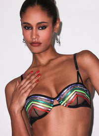 Fleur Stripe Balconette Bra-rainbow- Fleur du Mal