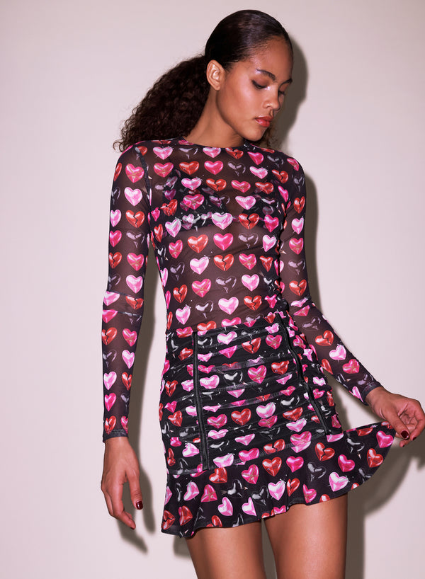 Heartbreaker print - Heartbreaker Ruched Skirt | Fleur du Mal