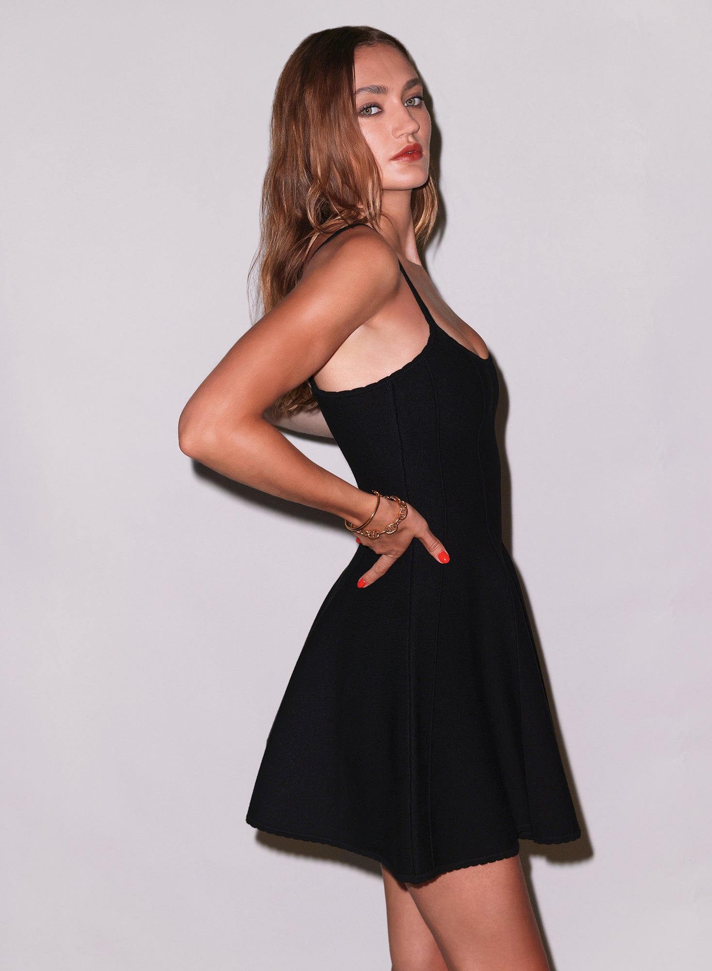 Flared Corset Dress in black