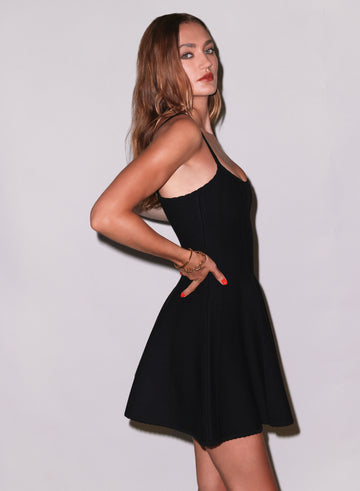 Black - Flared Corset Dress | Fleur du Mal