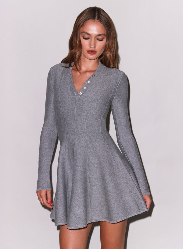 Medium heather grey - Henley Flared Corset Dress | Fleur du Mal