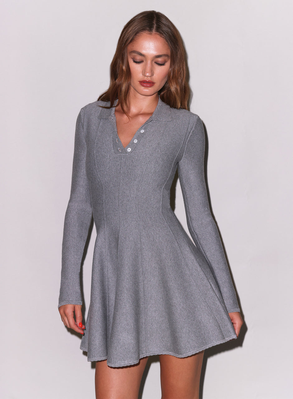 Medium heather grey - Henley Flared Corset Dress | Fleur du Mal
