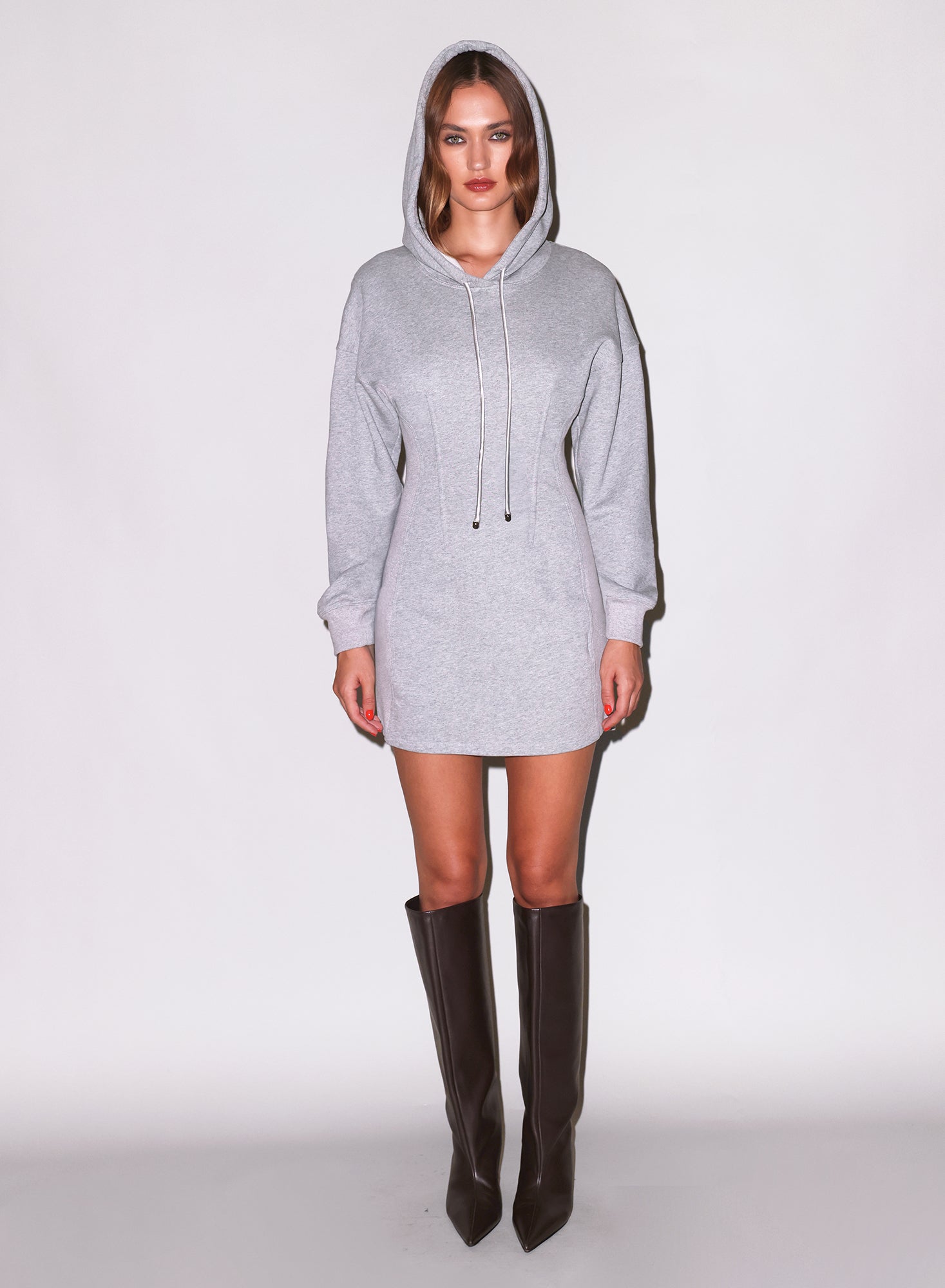 Hoodie Corset Dress-grey 