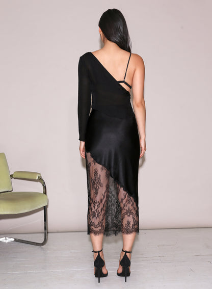 Silk & Chantilly Lace Skirt
